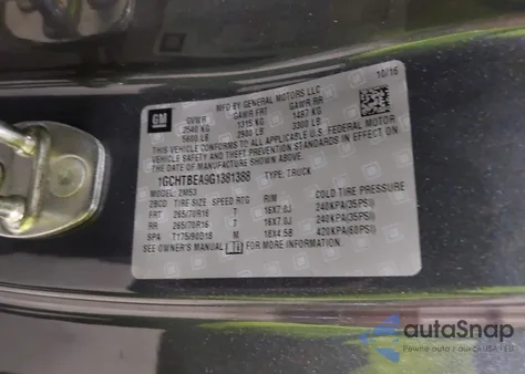 2016 Chevrolet Colorado Wt z USA, uszkodzony, nr VIN 1GCHTBEA9G1381388